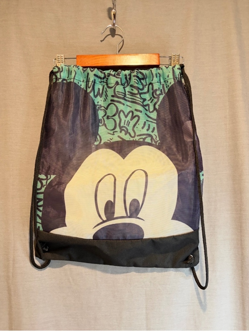 Disney Drawstring Backpack Nylon Mesh Bag Mickey Vacation Beach Pool Parks